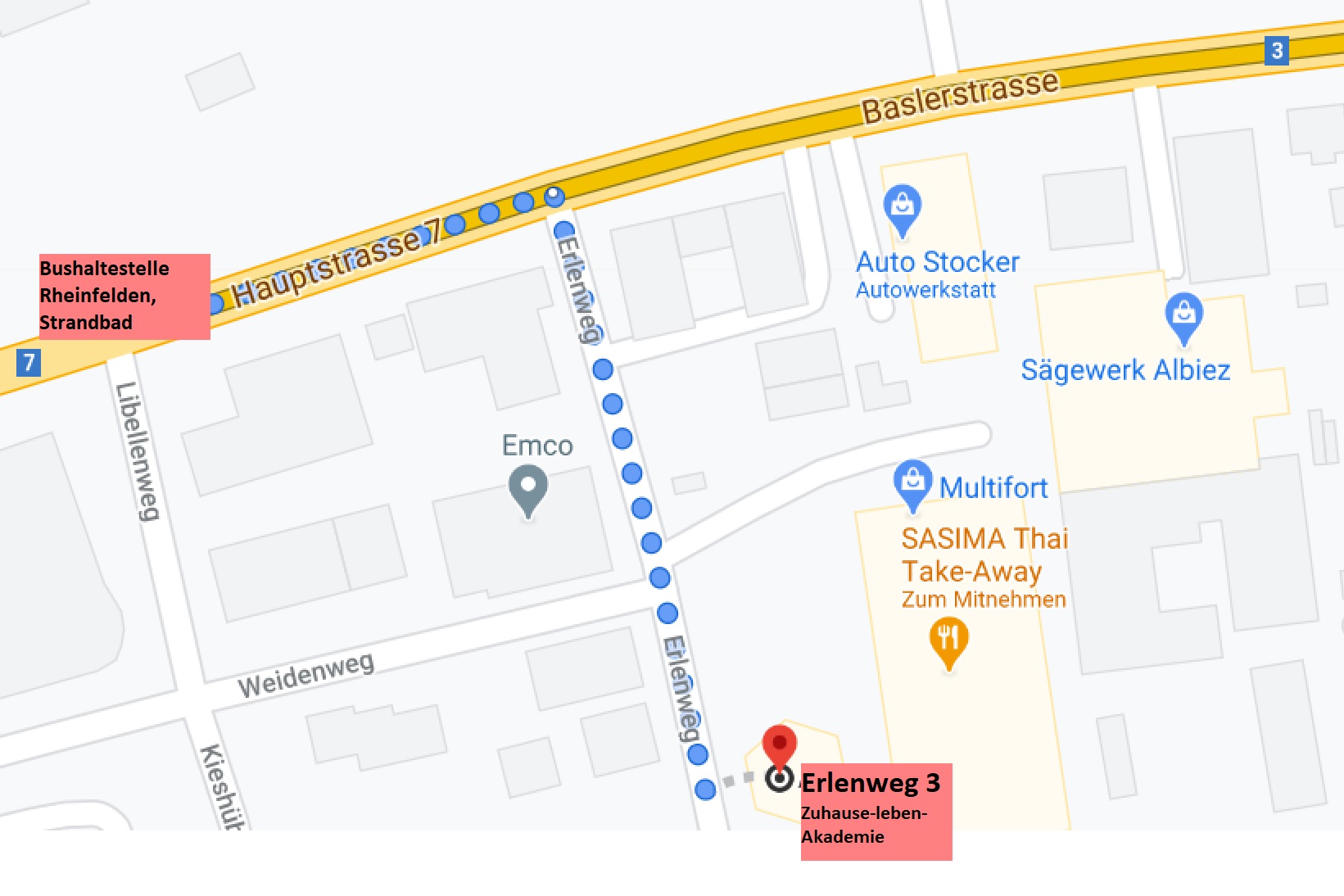 Wegbeschreibung Bushaltestelle