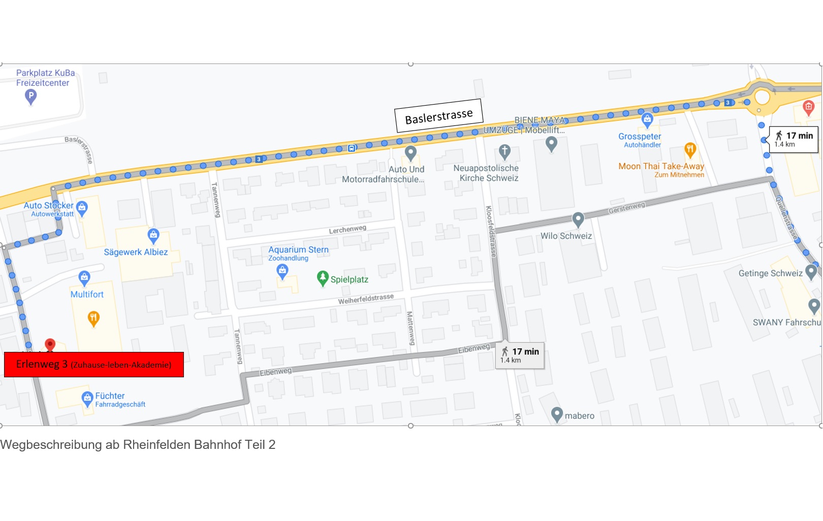 Wegbeschreibung ab Rheinfelden Bahnhof über Quellenstrasse Teil 2